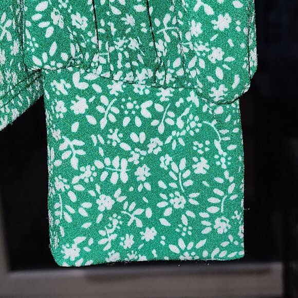 Adrianna Papell Floral Green Long Sleeve Blouse Round Ruffle Neck Size L NEW NWT - Picture 7 of 10